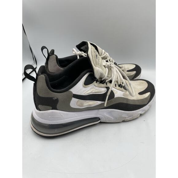 Nike Air Max 270 React Men Size 10 Black/White/ Pewter Gray Athletic Shoes - Picture 8 of 10